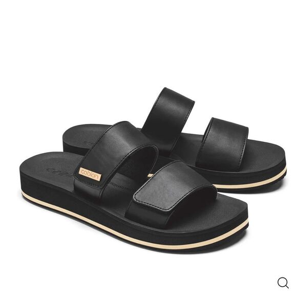 Cobian Women's Dana Rise Synthetic Leather Strap Slides Sandals, Black Sz 8. NWT - Picture 3 of 13